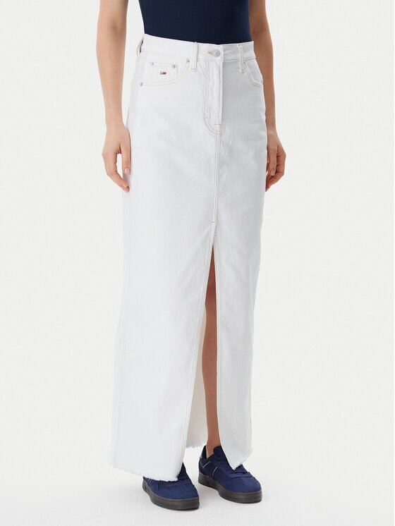 Tommy Jeans Fustă de blugi Claire DW0DW20125 Écru Regular Fit