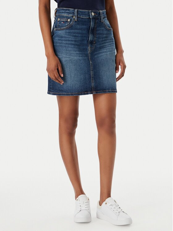 Tommy Jeans Fustă de blugi DW0DW22714 Straight Fit