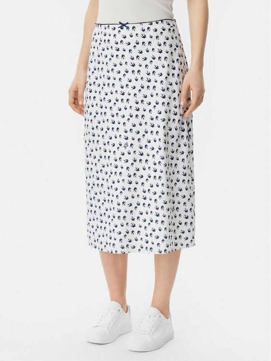 Tommy Jeans Fustă midi DW0DW20272 Écru Regular Fit