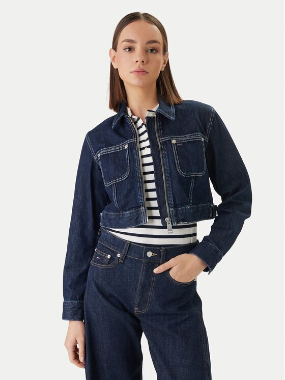 Tommy Jeans Geacă de blugi DW0DW22384 Straight Fit