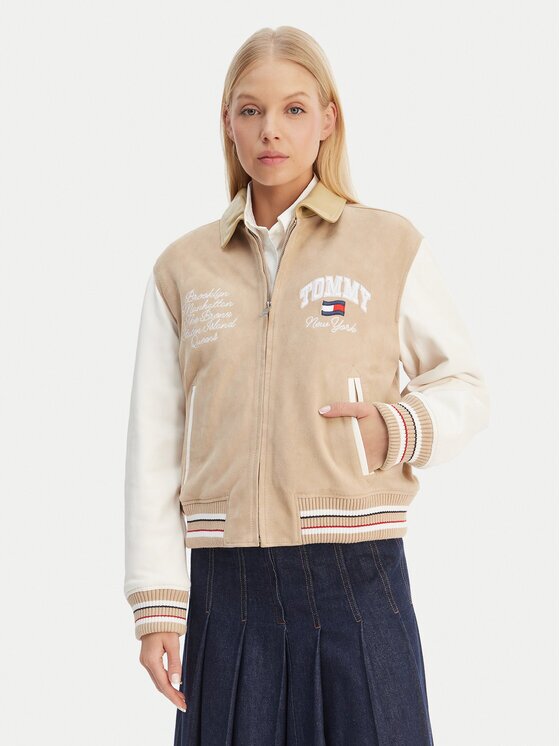 Tommy Jeans Geacă de piele Suede Varsity DW0DW22769 Regular Fit