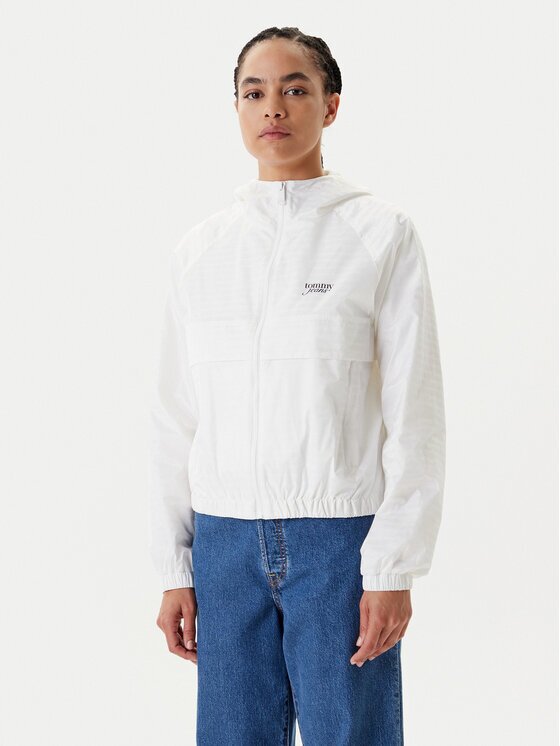 Tommy Jeans Geacă de vânt Jacquard DW0DW20952 Écru Relaxed Fit