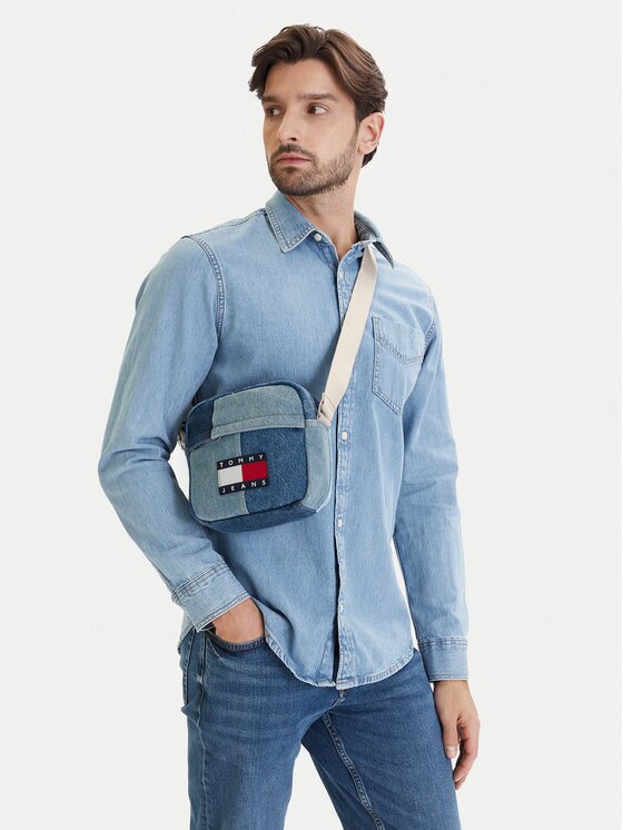 Tommy Jeans Geantă crossover Tjm Denim Patchwork Reporter AM0AM14287