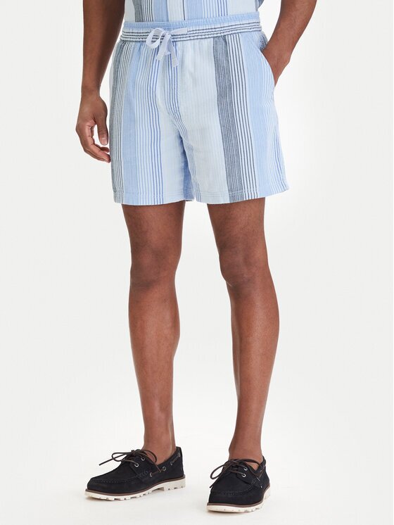 Tommy Jeans Pantalon scurți din material Dobby Stripe DM0DM22830 Albastru celest Relaxed Fit
