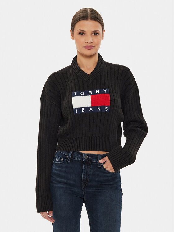 Tommy Jeans Pulover Center Flag DW0DW18528 Relaxed Fit