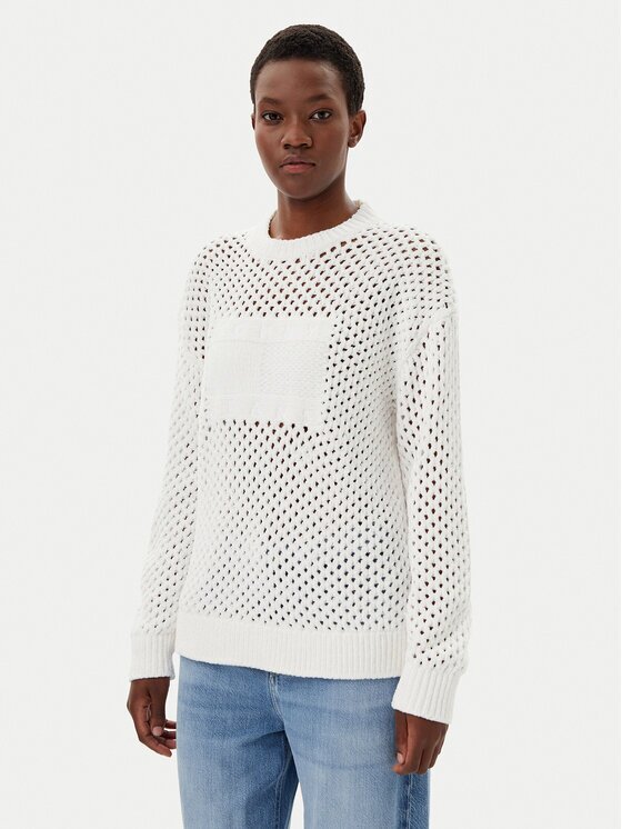 Tommy Jeans Pulover DW0DW20262 Écru Relaxed Fit