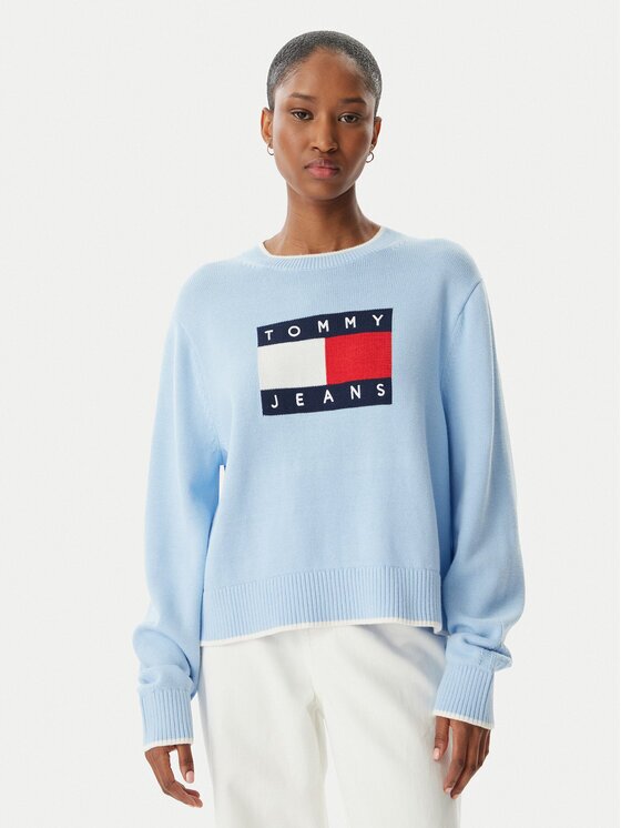 Tommy Jeans Pulover Intarsia Flag Badge DW0DW22316 Relaxed Fit
