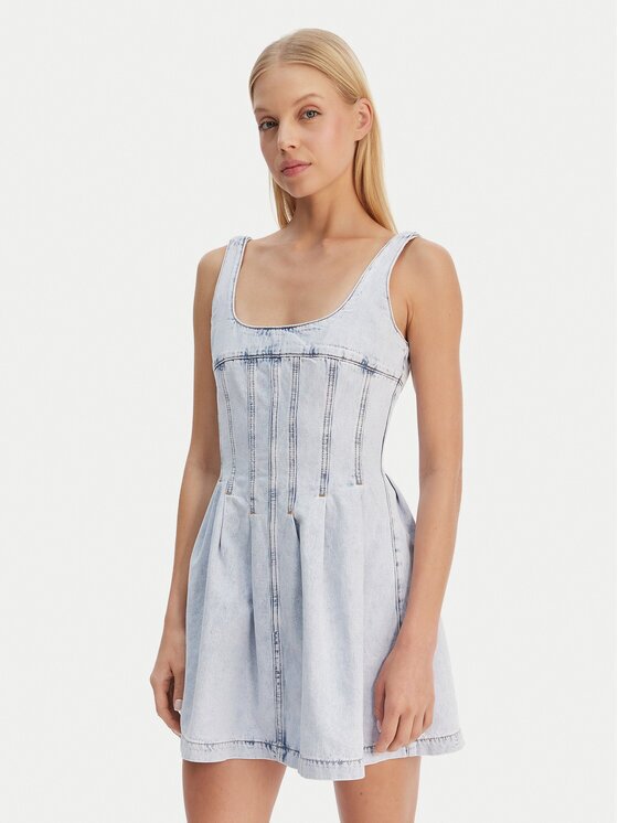 Tommy Jeans Rochie de blugi DW0DW22990 Albastru celest Slim Fit