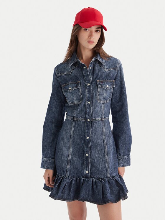 Tommy Jeans Rochie de blugi Western DW0DW21635 Regular Fit