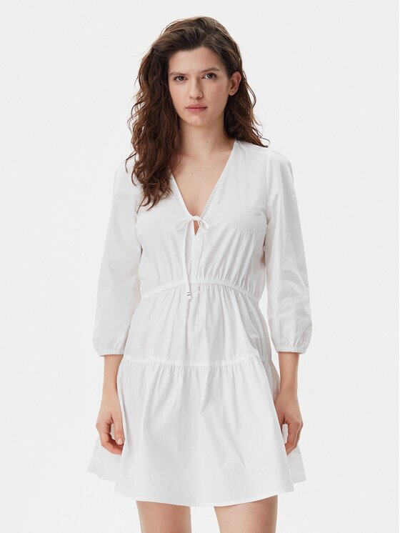 Tommy Jeans Rochie de vară DW0DW20341 Écru Regular Fit
