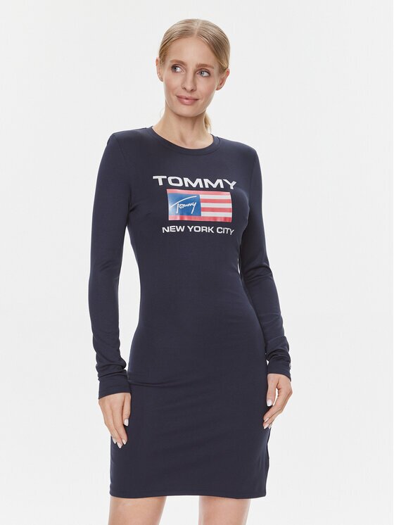 Tommy Jeans Rochie de zi DW0DW15889 Slim Fit