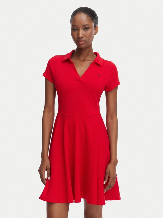 Tommy Jeans Rochie de zi F&F DW0DW22845 Slim Fit
