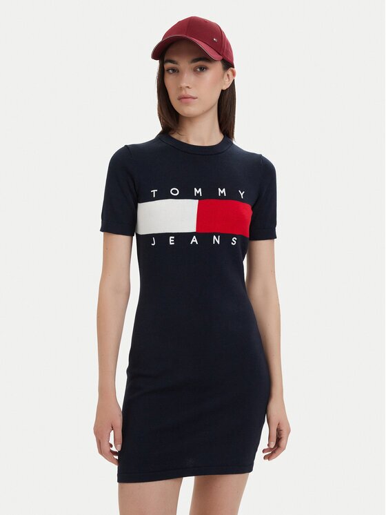 Tommy Jeans Rochie de zi Flag DW0DW22853 Slim Fit