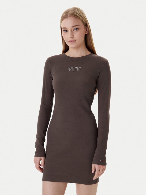 Tommy Jeans Rochie de zi Linear DW0DW21902 Slim Fit