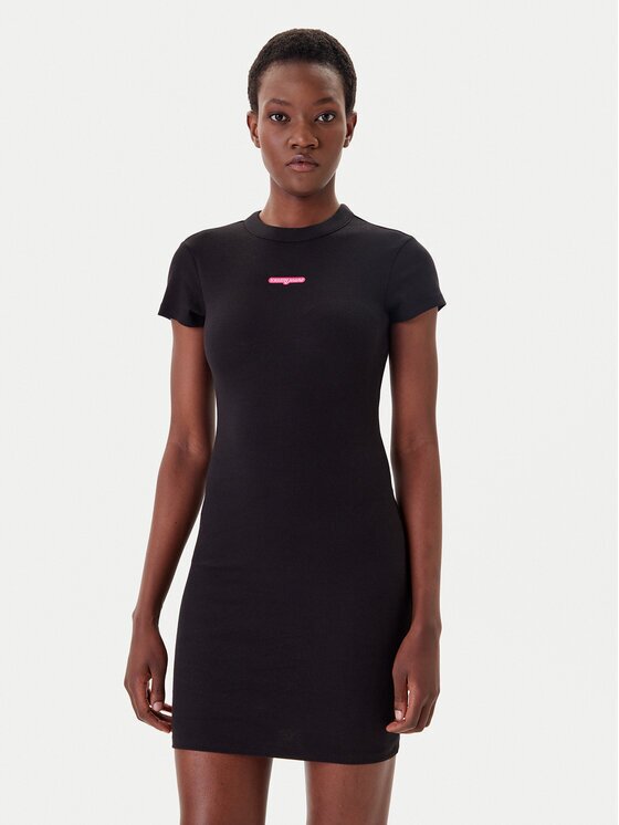 Tommy Jeans Rochie de zi Script DW0DW21186 Slim Fit