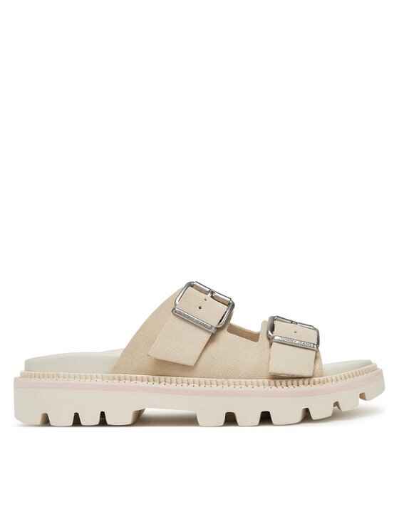 Tommy Jeans Şlapi Double Strap Sandal Suede EN0EN02797 Écru