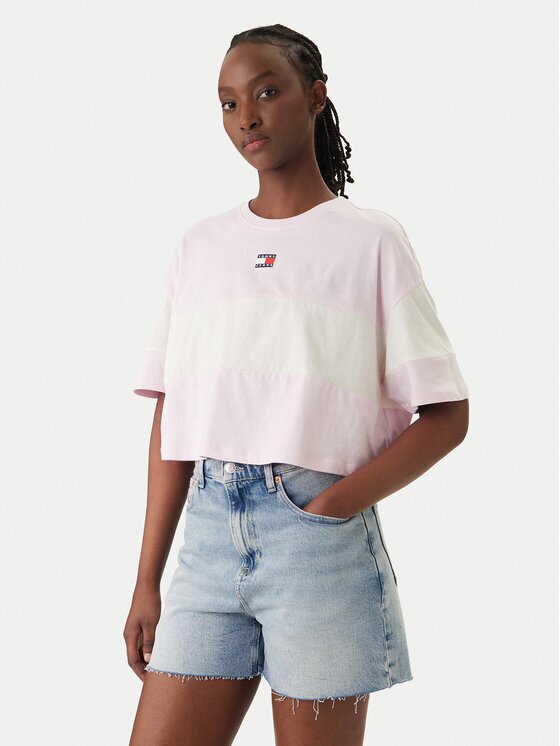 Tommy Jeans Tricou Badge Colour-Blocked DW0DW18706 Oversize