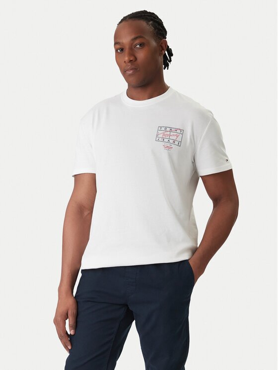 Tommy Jeans Tricou DM0DM22319 Écru Regular Fit