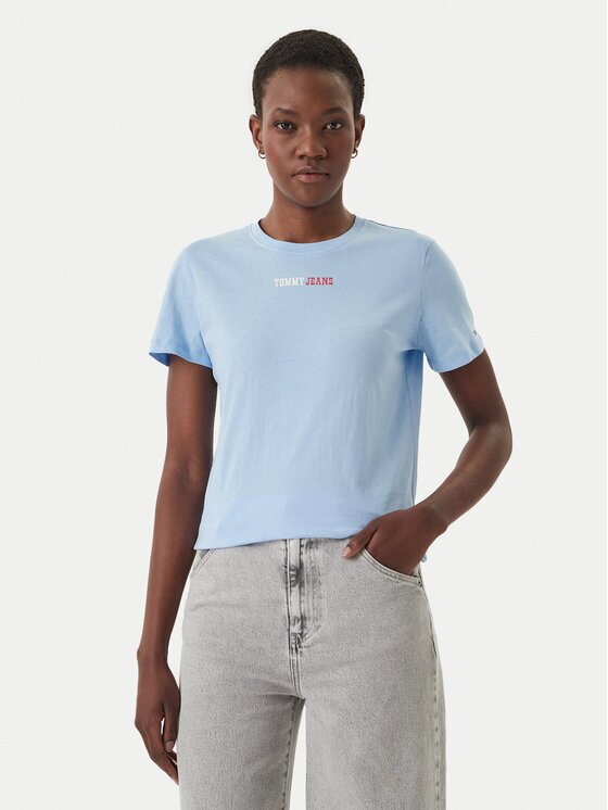 Tommy Jeans Tricou DW0DW22277 Albastru celest Regular Fit
