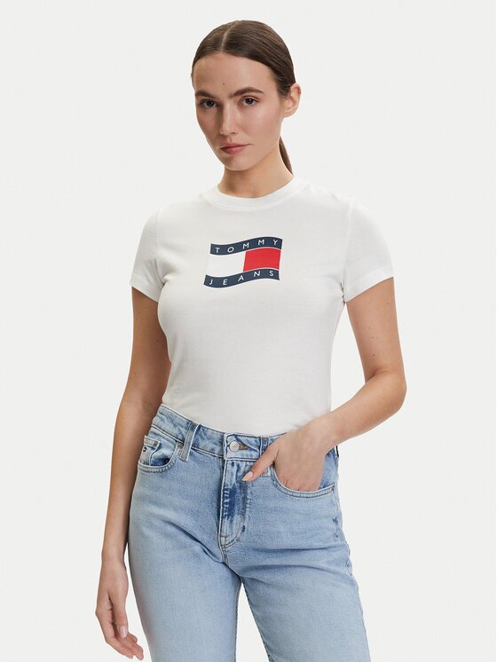 Tommy Jeans Tricou DW0DW22781 Écru Regular Fit