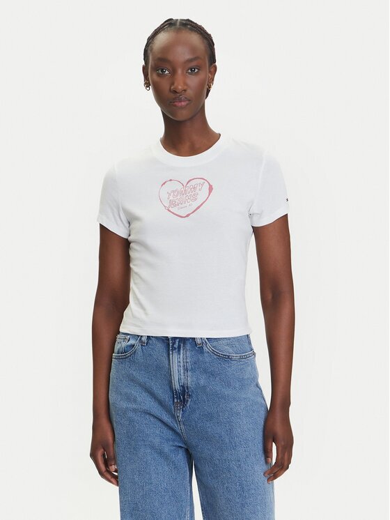 Tommy Jeans Tricou Heart DW0DW21390 Slim Fit