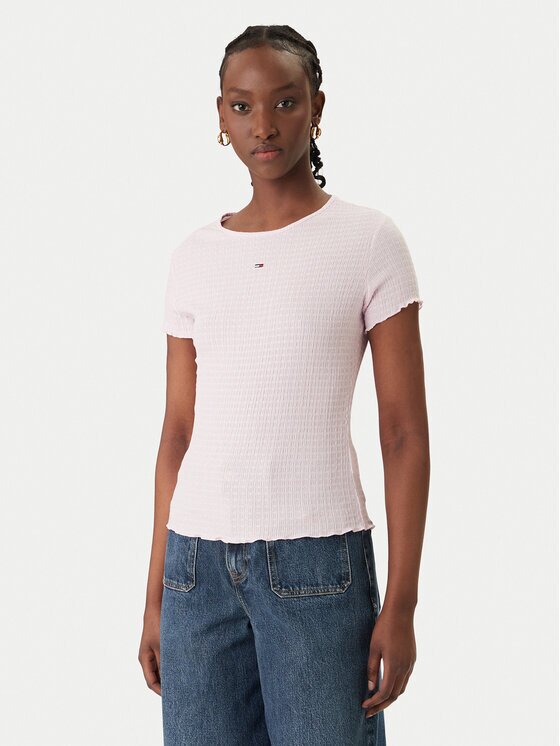 Tommy Jeans Tricou Smock Seersucker DW0DW22219 Slim Fit