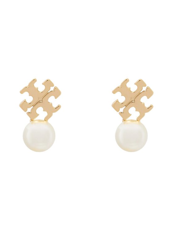 TORY BURCH Cercei LOGO AND PEARL STUD EARRINGS 184421