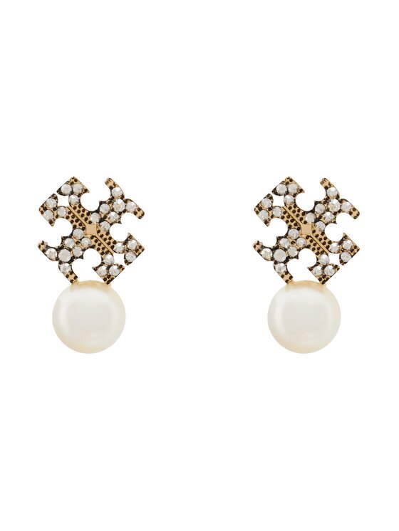 TORY BURCH Cercei LOGO AND PEARL STUD EARRINGS 184422