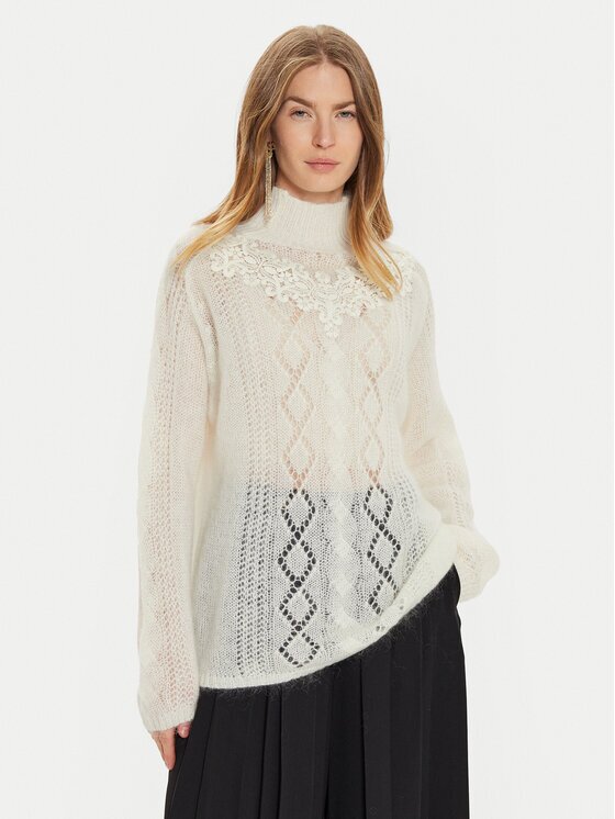 TWINSET Bluză cu gât 242TP3420 Écru Loose Fit