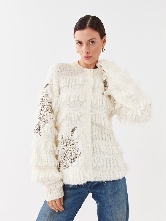 TWINSET Cardigan 232TP3130 Écru Regular Fit