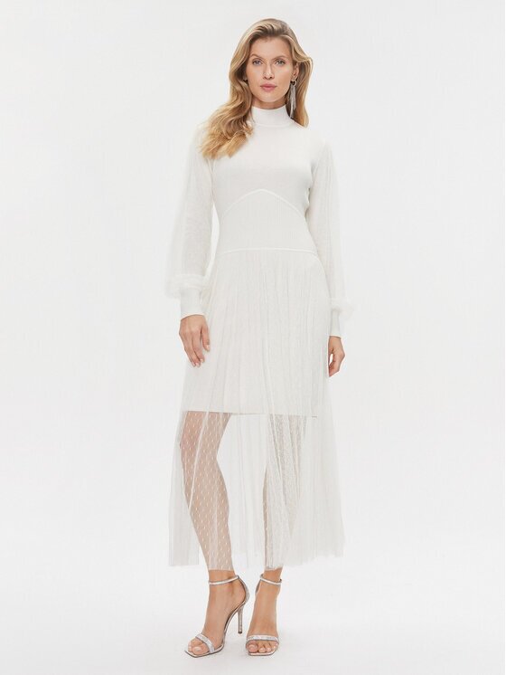 TWINSET Rochie tricotată 232TT3413 Écru Regular Fit