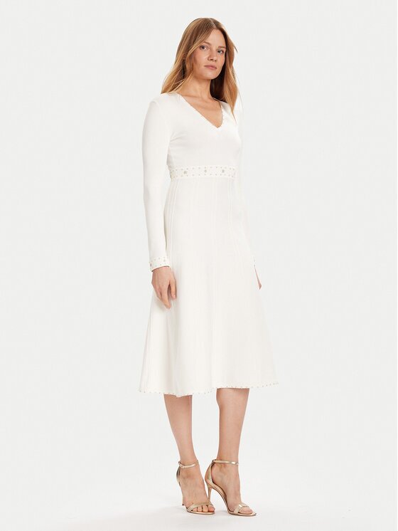 TWINSET Rochie tricotată 252TP3271 Écru Regular Fit