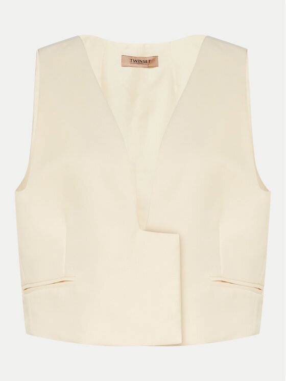 TWINSET Vestă elegantă 241TT2100 Écru Slim Fit