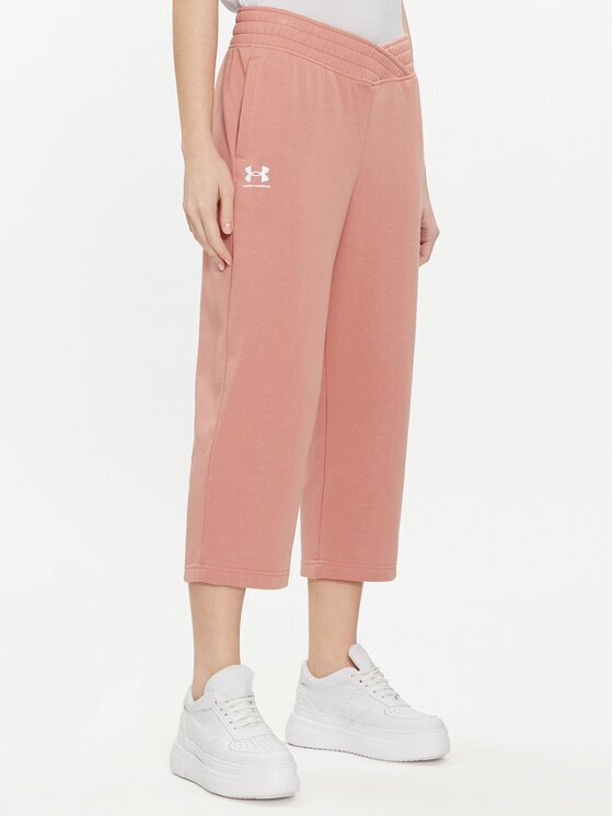 Under Armour Pantaloni trening Ua Rival Terry Crop Wide Leg 1382737-696 Loose Fit