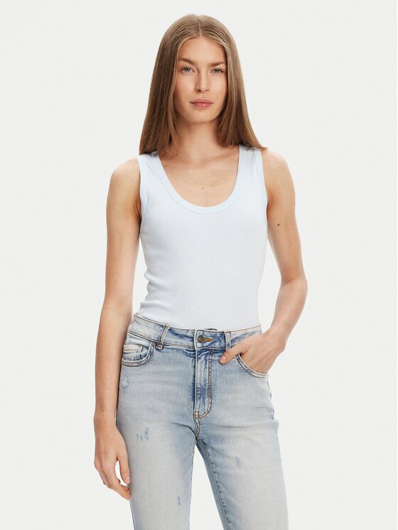United Colors Of Benetton Top 3GA2DH010 Albastru celest Slim Fit