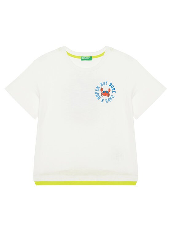 United Colors Of Benetton Tricou 3SLUG10JF Écru Regular Fit