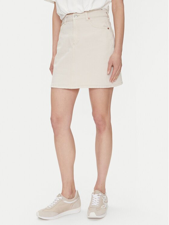 Vero Moda Fustă de blugi Tessa 10301536 Écru Regular Fit