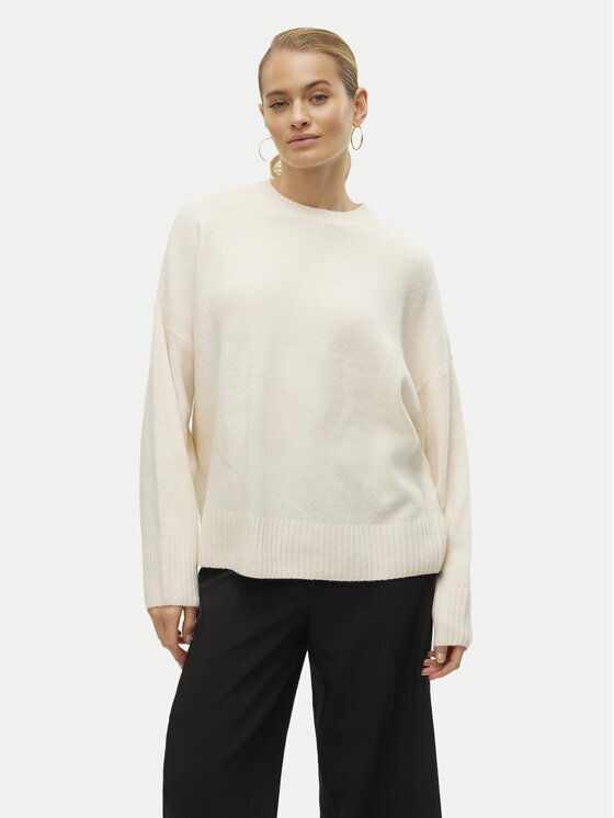 Vero Moda Pulover Boom 10320463 Écru Loose Fit