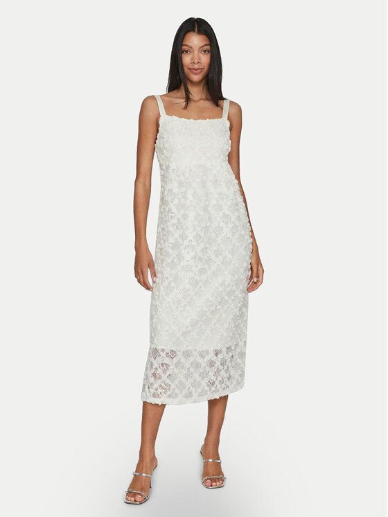 Vila Rochie cocktail Ea 14102226 Écru Regular Fit