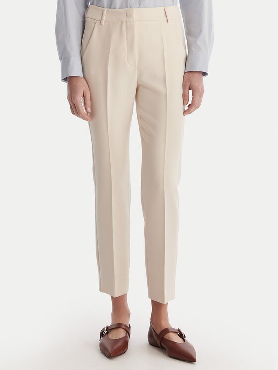 Weekend Max Mara Pantaloni din material Rana 2615131021 Écru Slim Fit