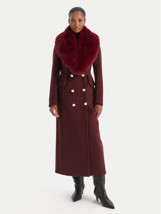 Yes London Palton de lână CD1230 Vișiniu Regular Fit