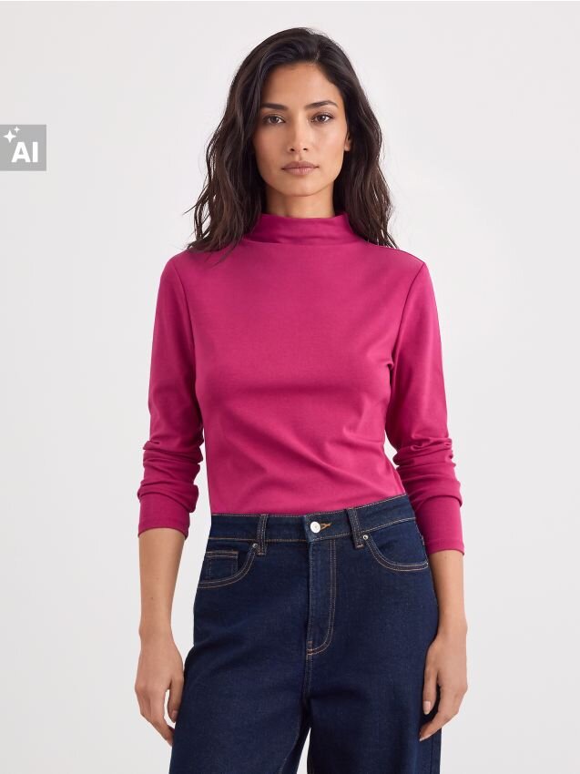 Mohito Tricou basic cu mânecă lungă și guler Perkins