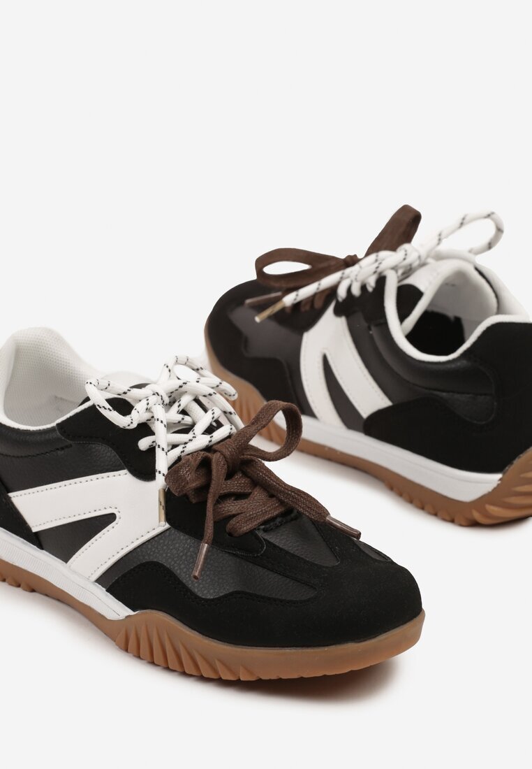 888 Adidași negru-alb în stilul tenisilor iconici cu șireturi duble Nilaviela