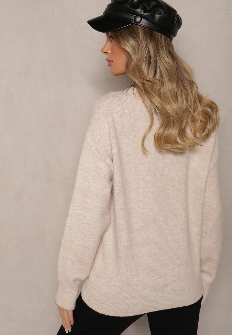 acajo Cardigan Bej Deschis Decorat cu Inimă Miathia