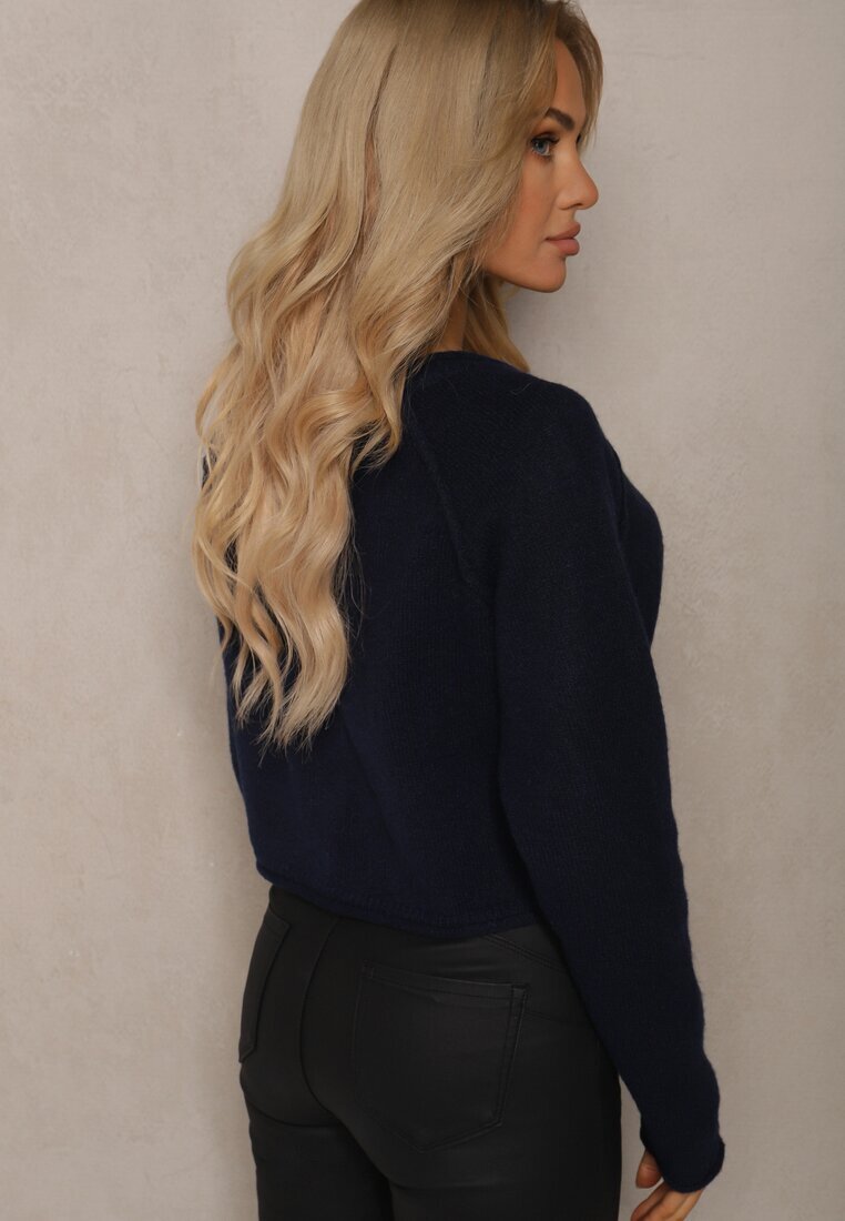 acajo Cardigan bleumarin cu nasturi cu lână Evelinae