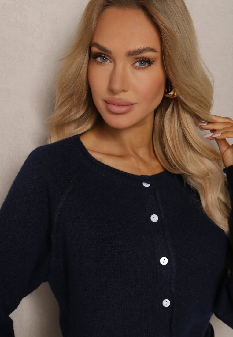 acajo Cardigan bleumarin cu nasturi cu lână Evelinae