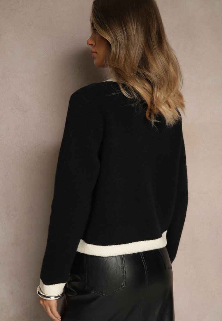 acajo Cardigan Negru Deschis Clasic Cu Lână Senneva