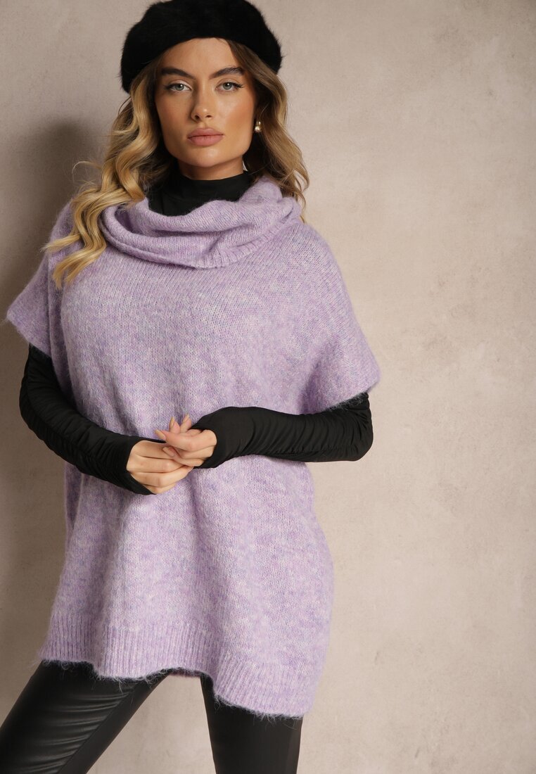 acajo Maletă Violet cu Mânecă Scurtă cu Croi Liliac Miadorae