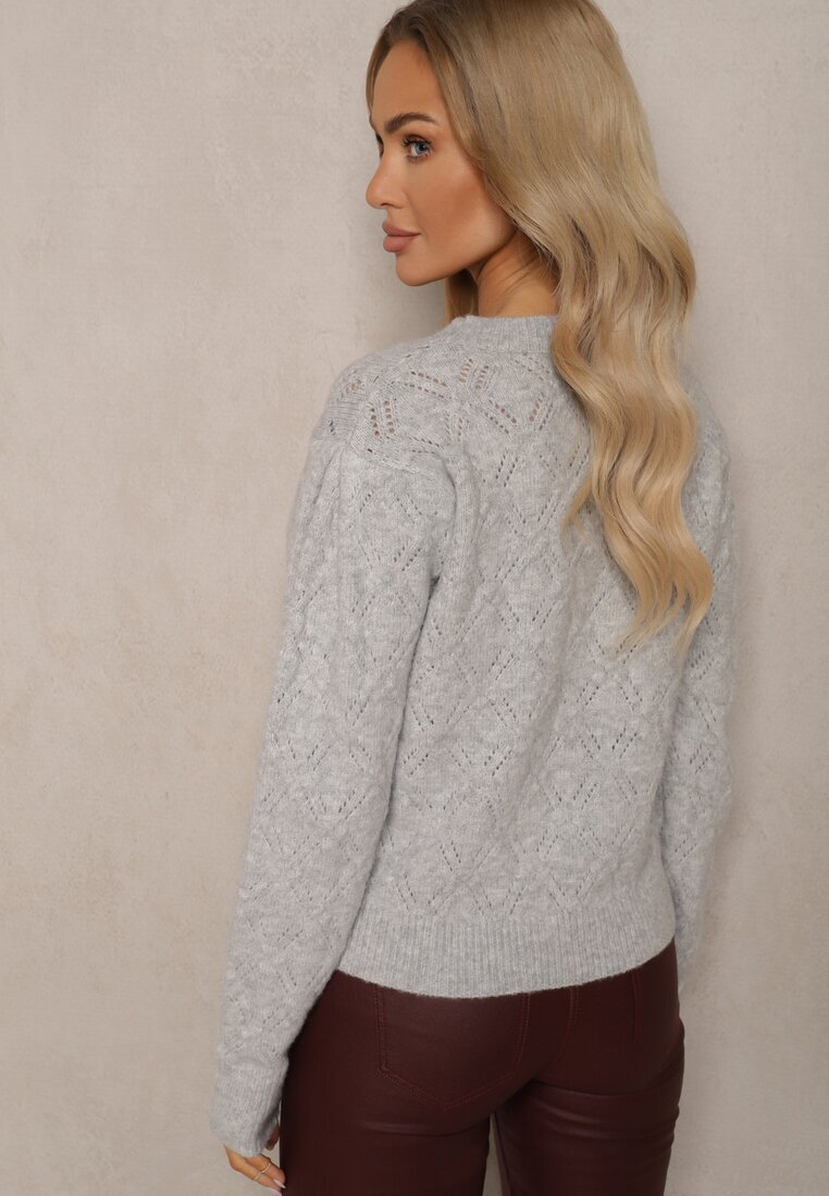 acajo Pulover gri deschis în stil clasic cu model în relief Deriel