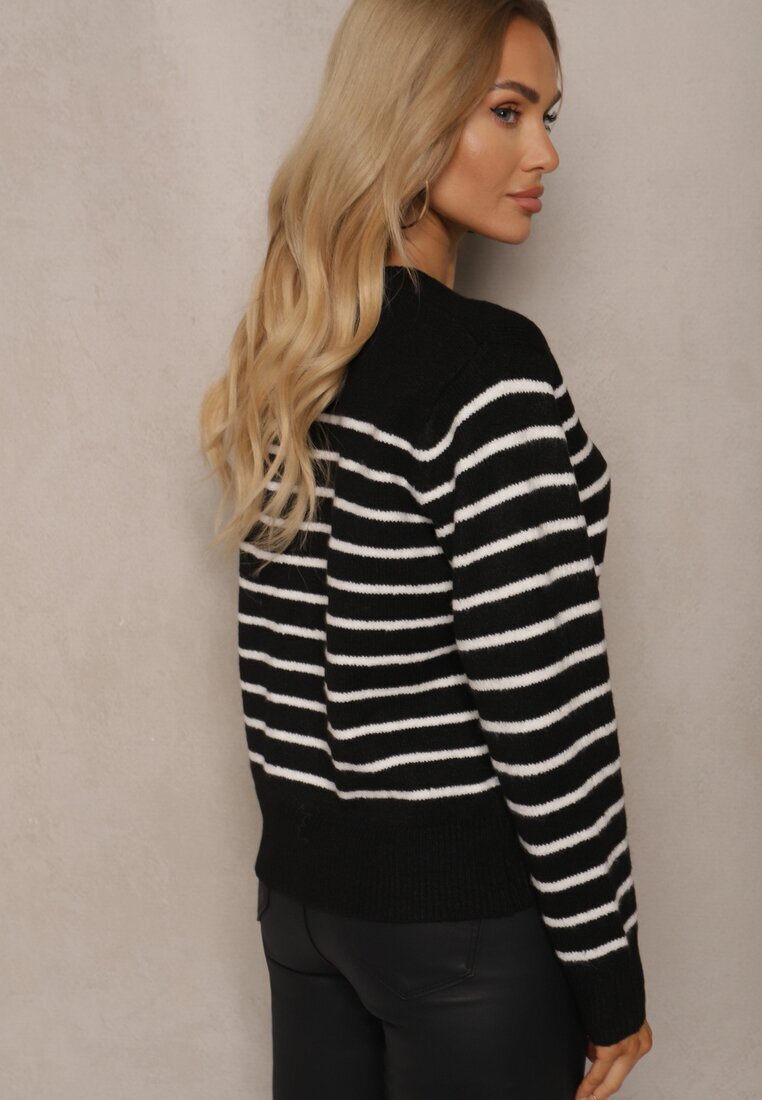 acajo Pulover Negru Casual Cu dungi Croi drept Riavelleth